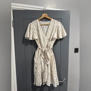 SHEIN Cream Floral Midi Dress